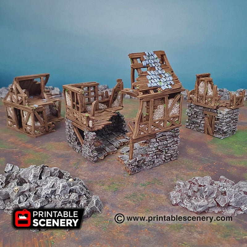 Ruined Quarter - Shadowfey Ruins, DnD, Pathfinder, modular, 15mm, 28mm, 32mm, wargaming scenery, belltower, building, D&D