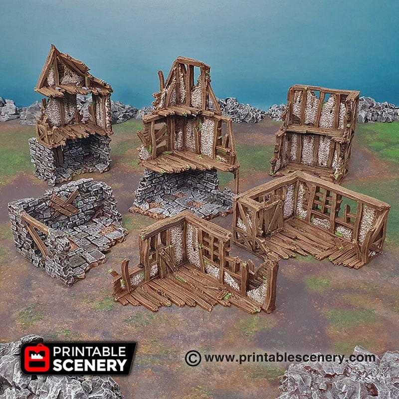 Ruined Quarter - Shadowfey Ruins, DnD, Pathfinder, modular, 15mm, 28mm, 32mm, wargaming scenery, belltower, building, D&D
