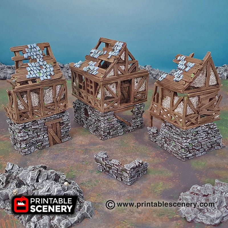 Ruined Quarter - Shadowfey Ruins, DnD, Pathfinder, modular, 15mm, 28mm, 32mm, wargaming scenery, belltower, building, D&D