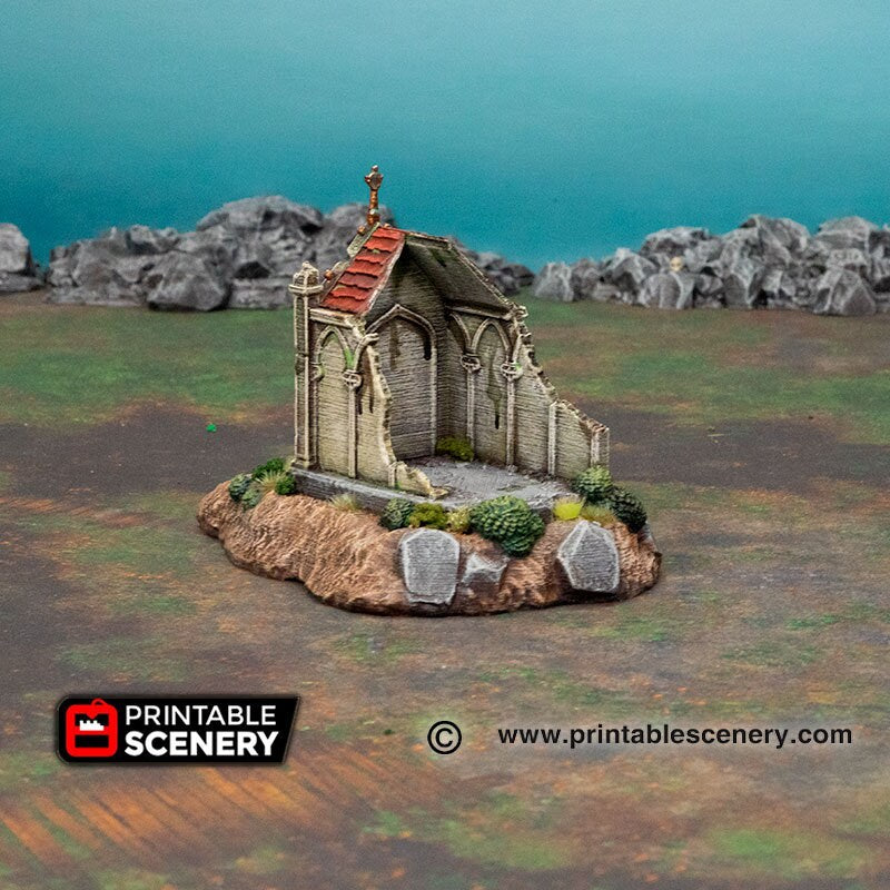 Hallowed Mausoleums - Shadowfey Ruins, DnD, Pathfinder, modular, 15mm, 28mm, 32mm, wargaming scenery, graveyard, cemetery, D&D