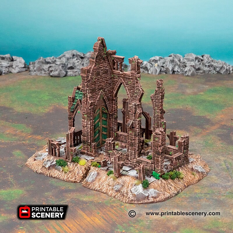 Hallowed Mausoleum Church - Shadowfey Ruins, DnD, Pathfinder, 15mm, 28mm, 32mm, wargaming terrain, scenery graveyard, cemetery D&D