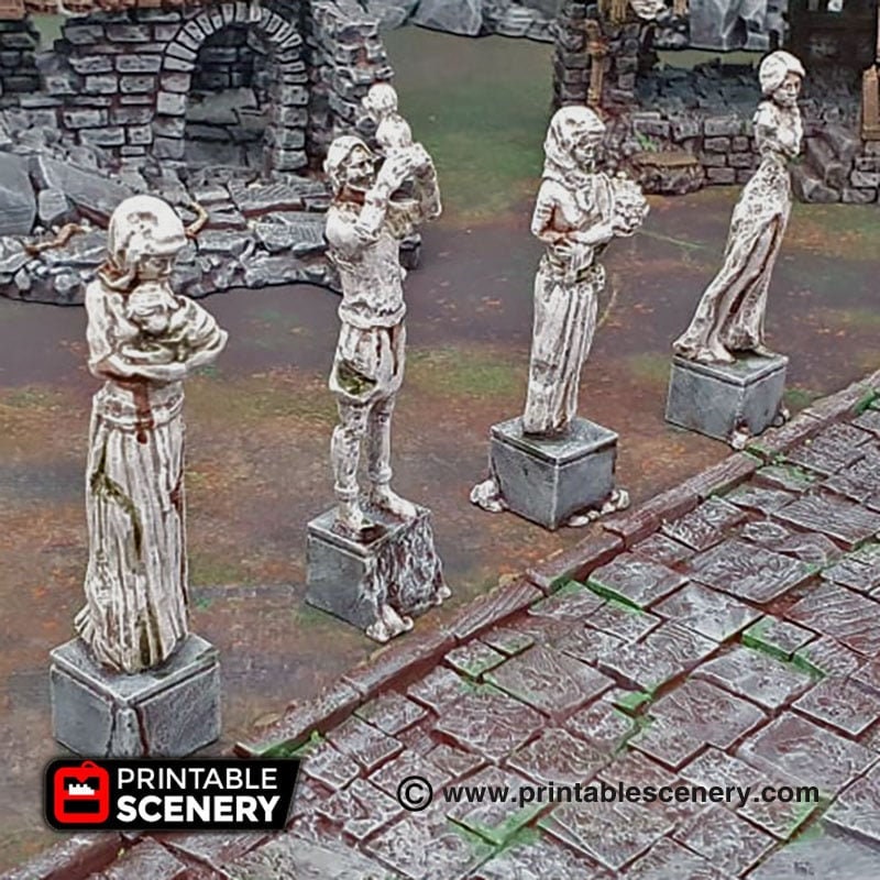 Guardian Statues - Shadowfey Ruins, DnD, Pathfinder, 15mm, 28mm, 32mm, wargaming terrain, scatter, sculpture, D&D, scenery