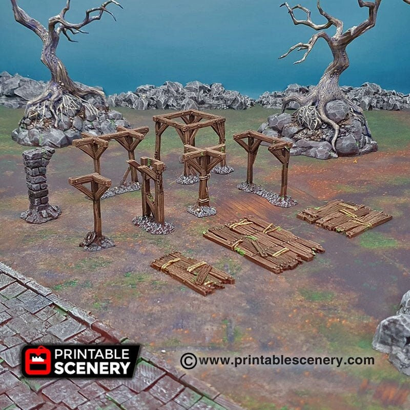 Scaffolding and Support Columns - Shadowfey Ruins, DnD, Pathfinder, 15mm, 28mm, 32mm, wargaming terrain, scatter, D&D, scenery