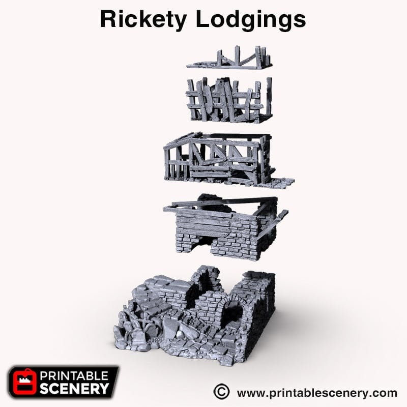 Rickety Lodgings - Shadowfey Ruins, DnD, Pathfinder 15mm, 28mm, 32mm, wargaming terrain, modular building, D&D bolt action