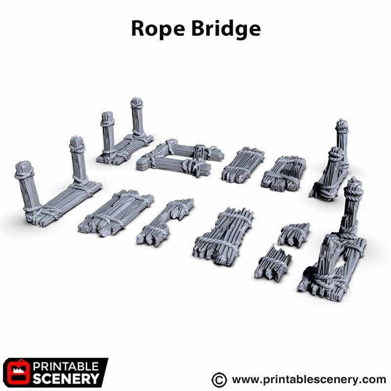 Rope Bridge - Shadowfey Ruins, DnD, Pathfinder, 15mm, 28mm, 32mm, wargaming terrain, scatter, D&D, scenery, jungle