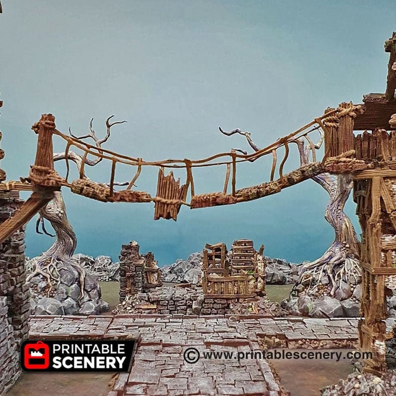 Rope Bridge - Shadowfey Ruins, DnD, Pathfinder, 15mm, 28mm, 32mm, wargaming terrain, scatter, D&D, scenery, jungle