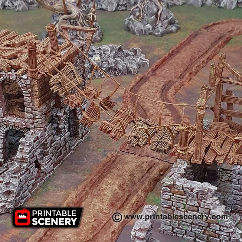 Rope Bridge - Shadowfey Ruins, DnD, Pathfinder, 15mm, 28mm, 32mm, wargaming terrain, scatter, D&D, scenery, jungle