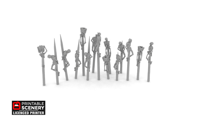 Impaled Skeletons - Shadowfey Ruins, DnD, Pathfinder, 15mm, 28mm, 32mm, wargaming terrain, scatter, D&D, graveyard, cemetery