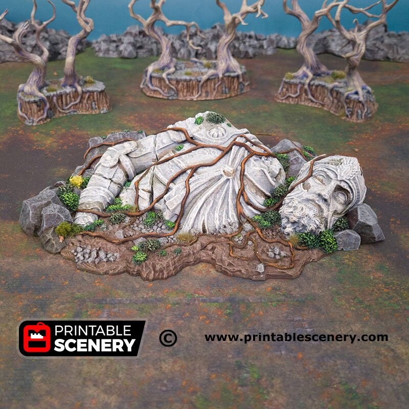 Giant Statue - Shadowfey Wilds, DnD 5E, Pathfinder 2E 15mm, 28mm, 32mm, wargaming terrain, scatter scenery, D&D bolt action,