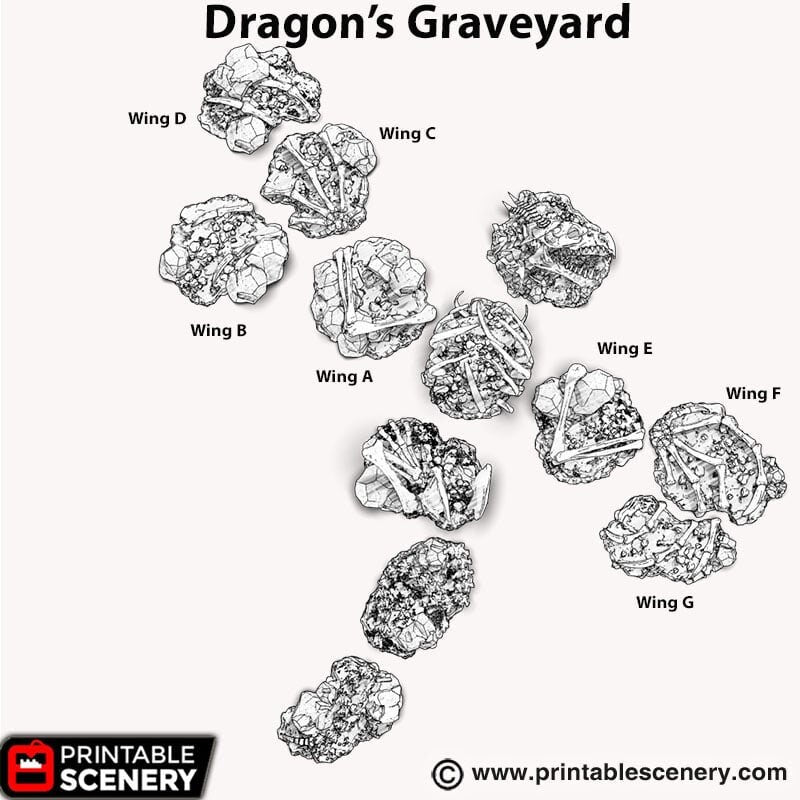 Dragon's Graveyard - Shadowfey Wilds, DnD 5E, Pathfinder 2E 15mm, 28mm, 32mm, wargaming terrain, scatter scenery, D&D bolt action
