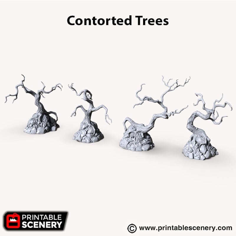 Contorted Trees - Shadowfey Wilds, DnD 5E, Pathfinder 2E 15mm, 28mm, 32mm, wargaming terrain, scatter scenery, D&D
