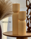 Ribbed Hourglass Soy Candle: Sculptural Striped Pillar, Minimalist Decor