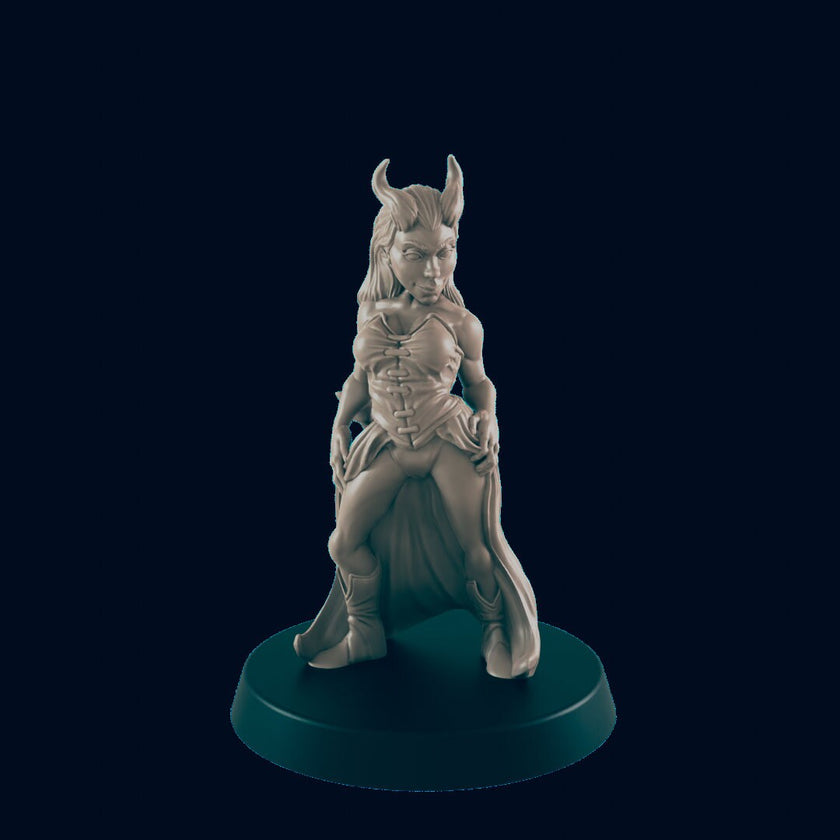 Tiefling Courtesan - EC3D | DnD | Demon | Female | Villager | Pinup | bard | 32mm | Pathfinder | commoner | TTRPG | Wargaming