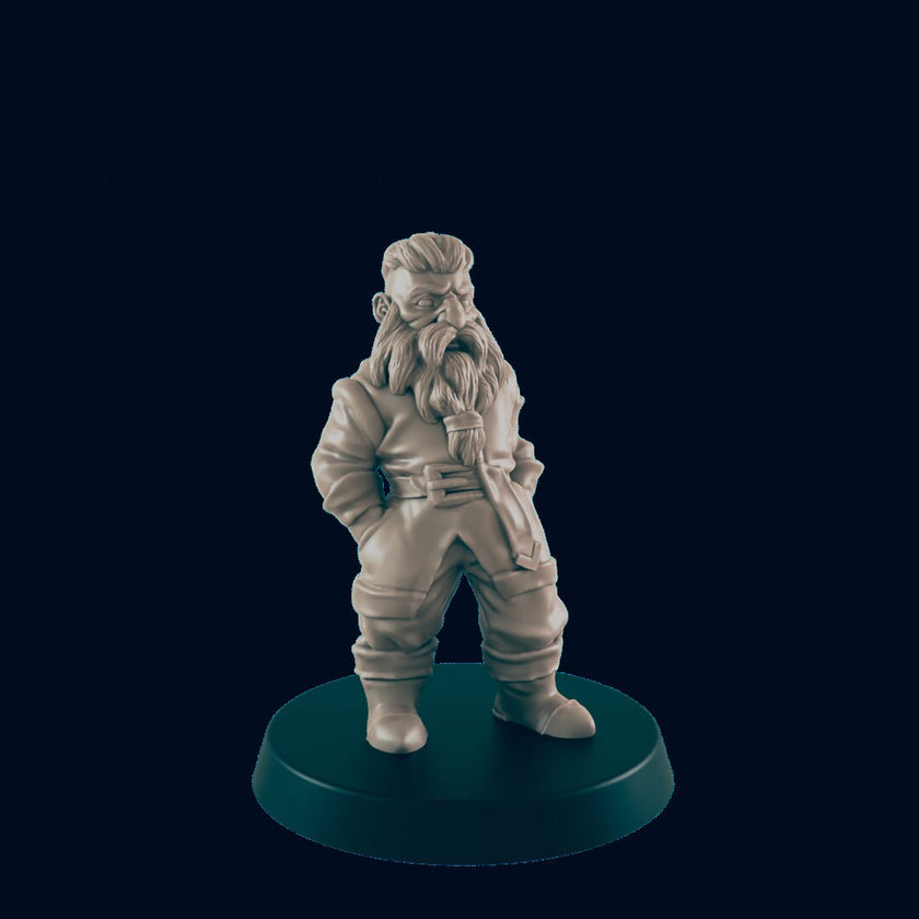 Dwarven Male Commoner - EC3D | DnD | Dwarf | Male | Villager | Peasant | 32mm | Pathfinder | commoner | TTRPG | Wargaming