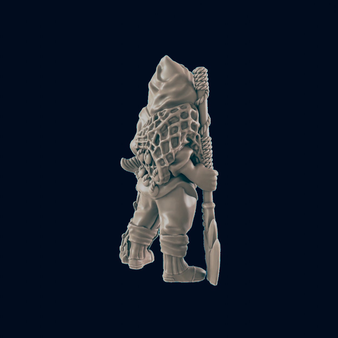 Half-Orc Male Fisherman - EC3D | DnD | Male | Orc | Villager | Peasant | 32mm | Pathfinder | commoner | TTRPG | Wargaming | Fish