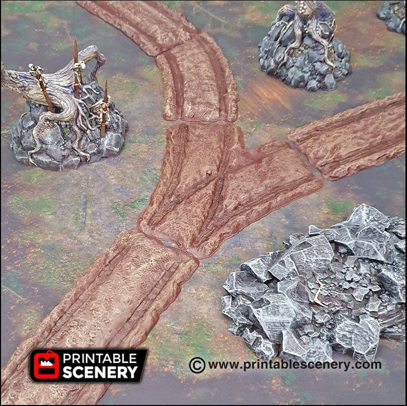 Forest Cart Tracks 12pc - Shadowfey Wilds, DnD 5E, Pathfinder 2E 15mm, 28mm, 32mm, wargaming terrain, scatter scenery, D&D