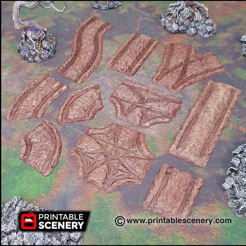 Forest Cart Tracks 12pc - Shadowfey Wilds, DnD 5E, Pathfinder 2E 15mm, 28mm, 32mm, wargaming terrain, scatter scenery, D&D