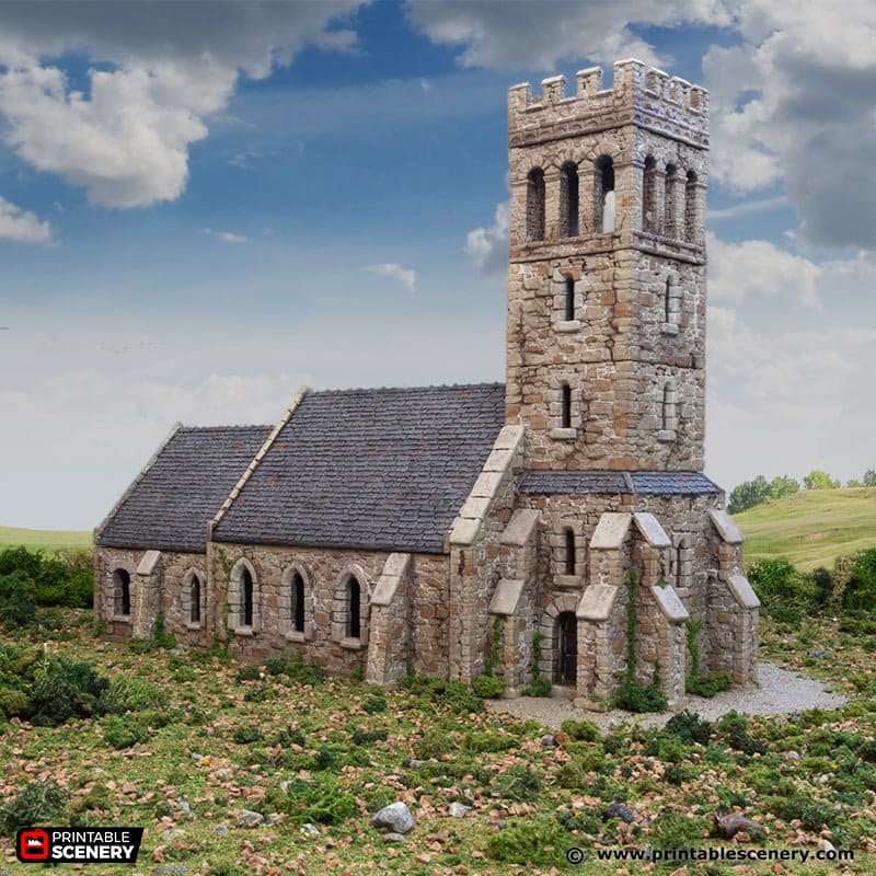 Norman Church - King and Country, DnD 5E, Pathfinder 2E 15mm, 28mm, 32mm, wargaming terrain, scatter scenery D&D medieval classic