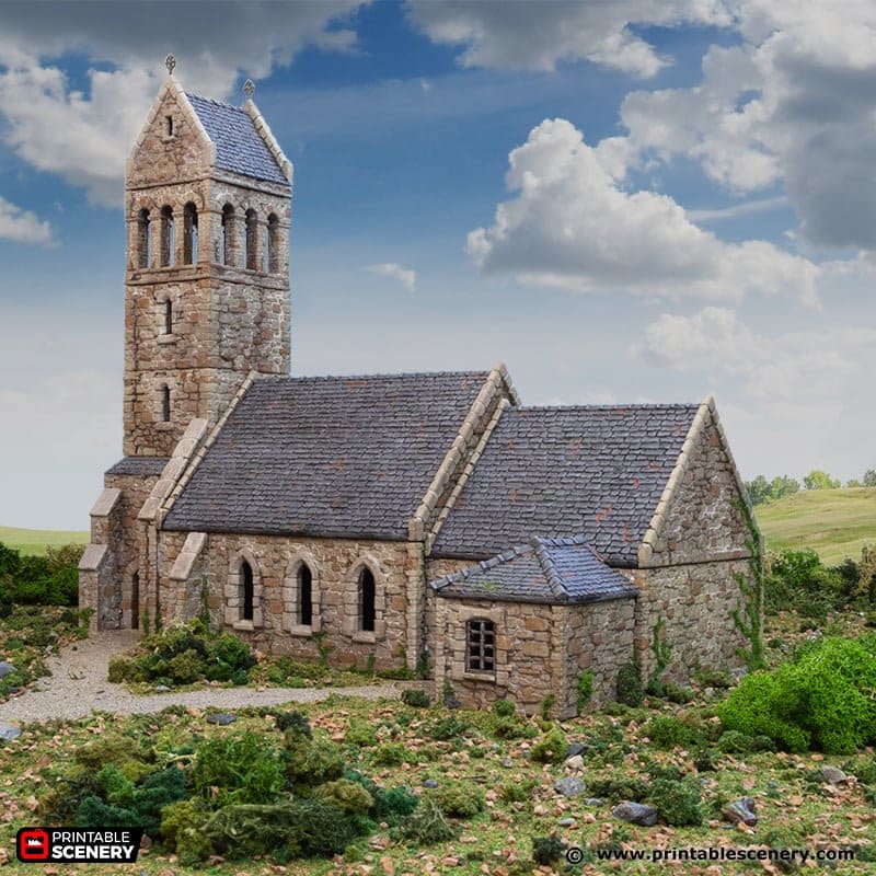 Norman Church - King and Country, DnD 5E, Pathfinder 2E 15mm, 28mm, 32mm, wargaming terrain, scatter scenery D&D medieval classic