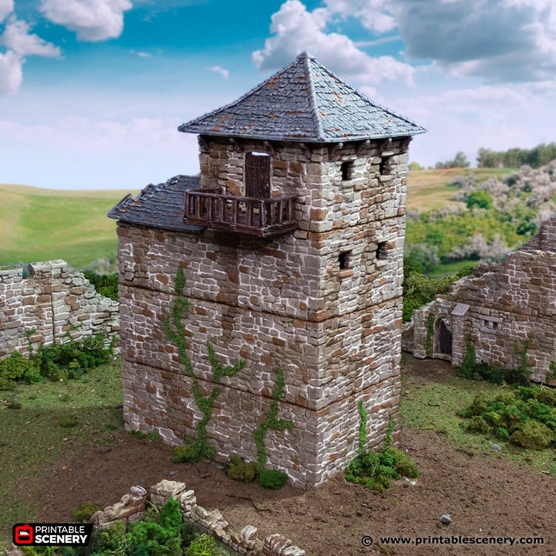 Ruined Black Rock Keep - King and Country, DnD, Pathfinder, 15mm, 28mm, 32mm, wargaming terrain, scatter scenery D&D medieval