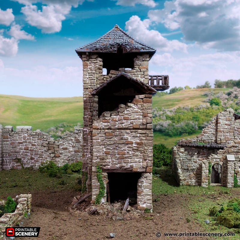 Ruined Black Rock Keep - King and Country, DnD, Pathfinder, 15mm, 28mm, 32mm, wargaming terrain, scatter scenery D&D medieval