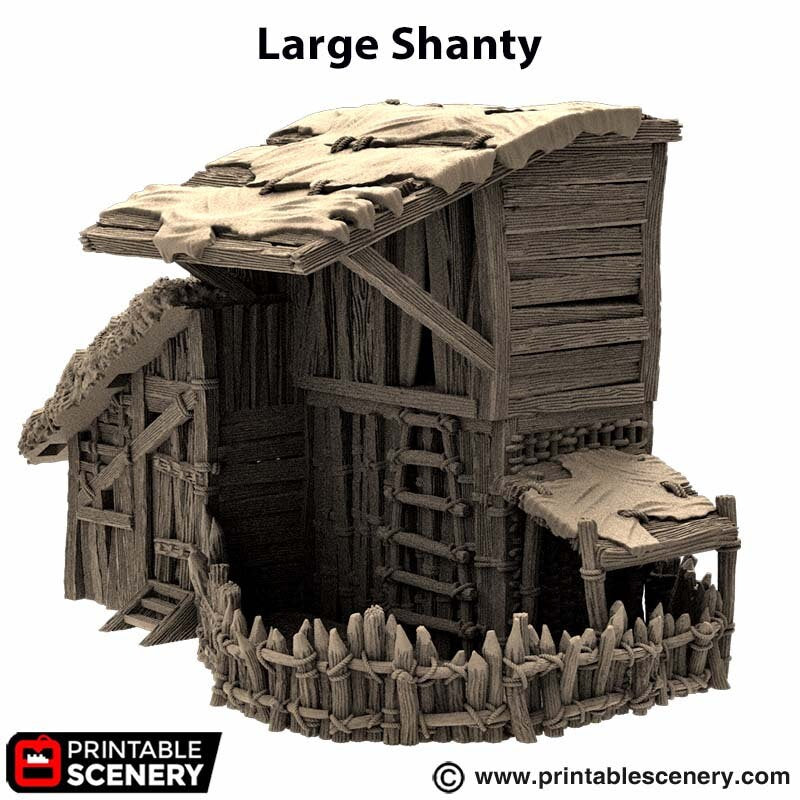 Large Shanty - King and Country, DnD, Pathfinder, 15mm, 28mm, 32mm, wargaming terrain, scatter scenery D&D medieval