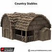 Medieval Country Stables - King and Country, DnD, Pathfinder, 15mm, 28mm, 32mm, wargaming terrain, catter scenery D&D village