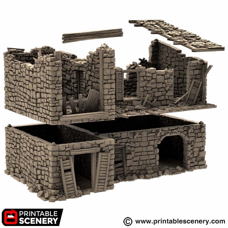 Ruined King Stables - King and Country, DnD, Pathfinder, 15mm, 28mm, 32mm, wargaming terrain, scatter scenery D&D medieval