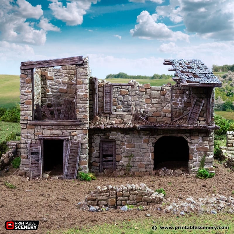 Ruined King Stables - King and Country, DnD, Pathfinder, 15mm, 28mm, 32mm, wargaming terrain, scatter scenery D&D medieval