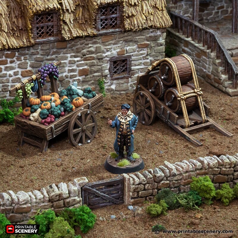 The Grocer - King and Country, DnD 5E, Pathfinder 2E 15mm, 28mm, 32mm, wargaming terrain, scatter scenery, D&D village town