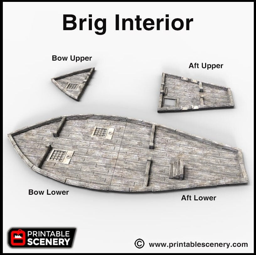 The Brig - The Lost Ships, DnD 5E, Pathfinder 2E 15mm, 28mm, 32mm, wargaming terrain, scatter scenery, D&D age of sail, pirate