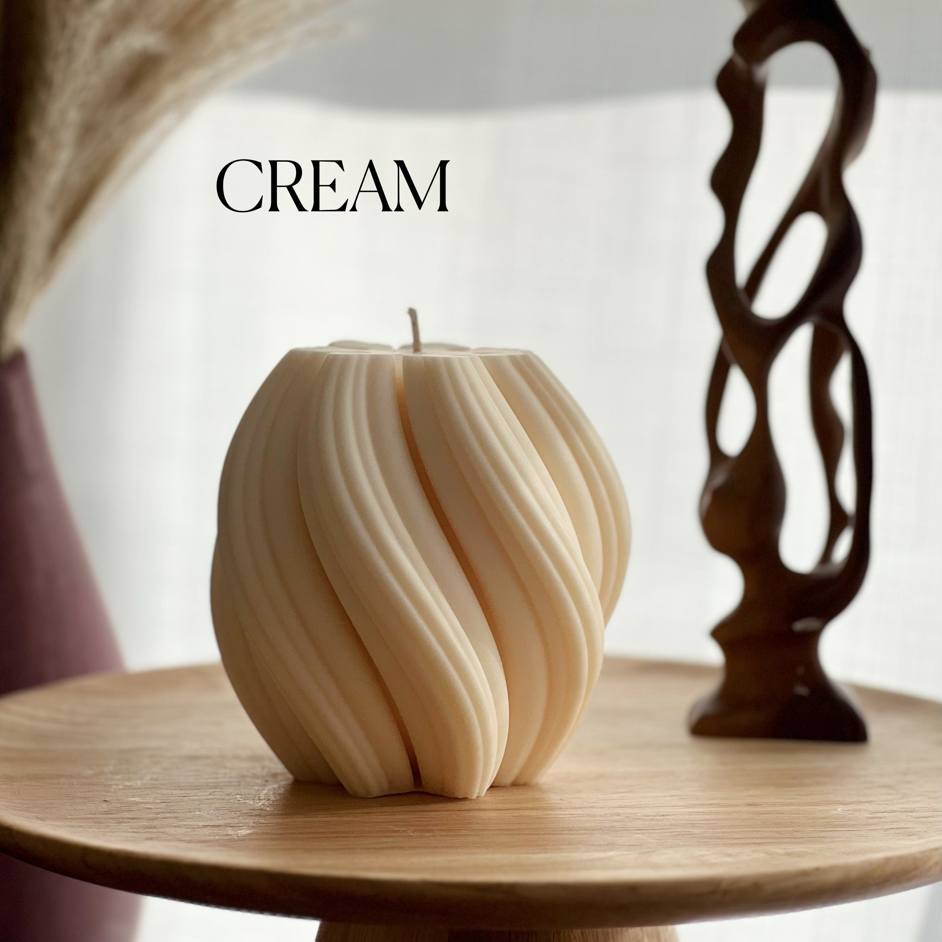 Big Swirl Soy Candle | Unscented Decorative Pillar