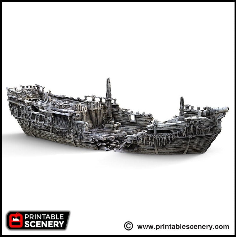 The Wreck - The Lost Ships, DnD 5E, Pathfinder 2E 15mm, 28mm, 32mm, wargaming terrain, scatter scenery, D&D age of sail pirate