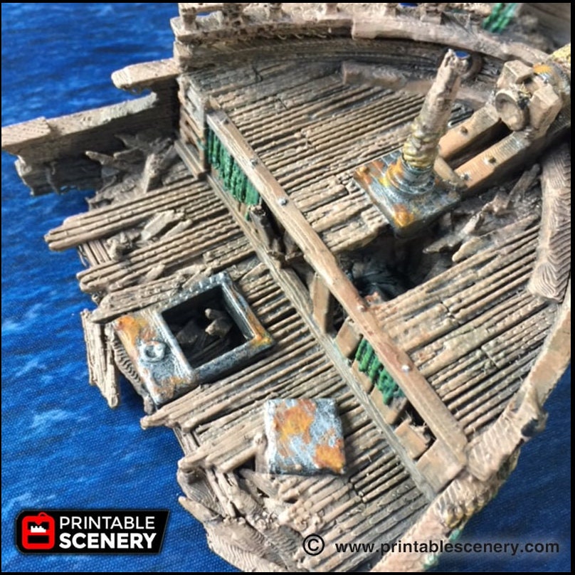 The Wreck - The Lost Ships, DnD 5E, Pathfinder 2E 15mm, 28mm, 32mm, wargaming terrain, scatter scenery, D&D age of sail pirate