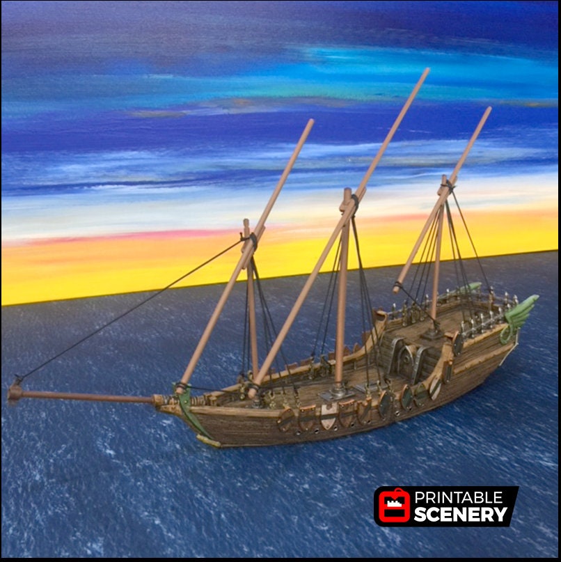 Dhow - The Lost Ships, DnD 5E, Pathfinder 2E 15mm 28mm 32mm, wargaming terrain, scatter scenery, D&D age of sail pirate