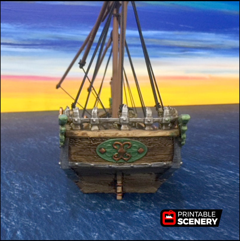 Dhow - The Lost Ships, DnD 5E, Pathfinder 2E 15mm 28mm 32mm, wargaming terrain, scatter scenery, D&D age of sail pirate