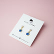 Blue Flower Pearl Drop Earrings