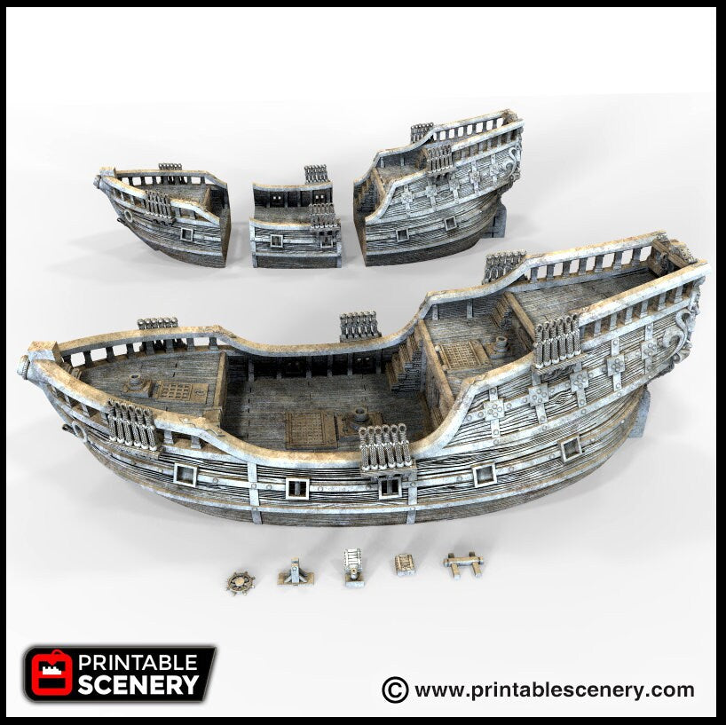 The Fluyt - The Lost Ships, DnD 5E, Pathfinder 2E 15mm 28mm 32mm, wargaming terrain, scatter scenery, D&D age of sail pirate