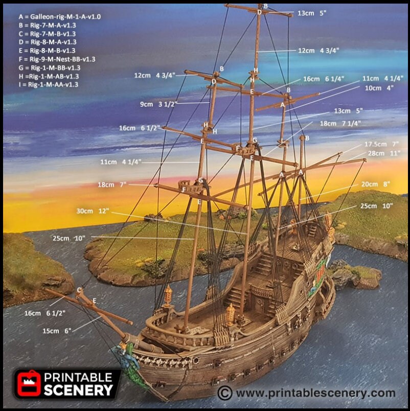 The Galleon - The Lost Ships, DnD 5E, Pathfinder 2E 15mm 28mm 32mm, wargaming terrain, scatter scenery, D&D age of sail pirate