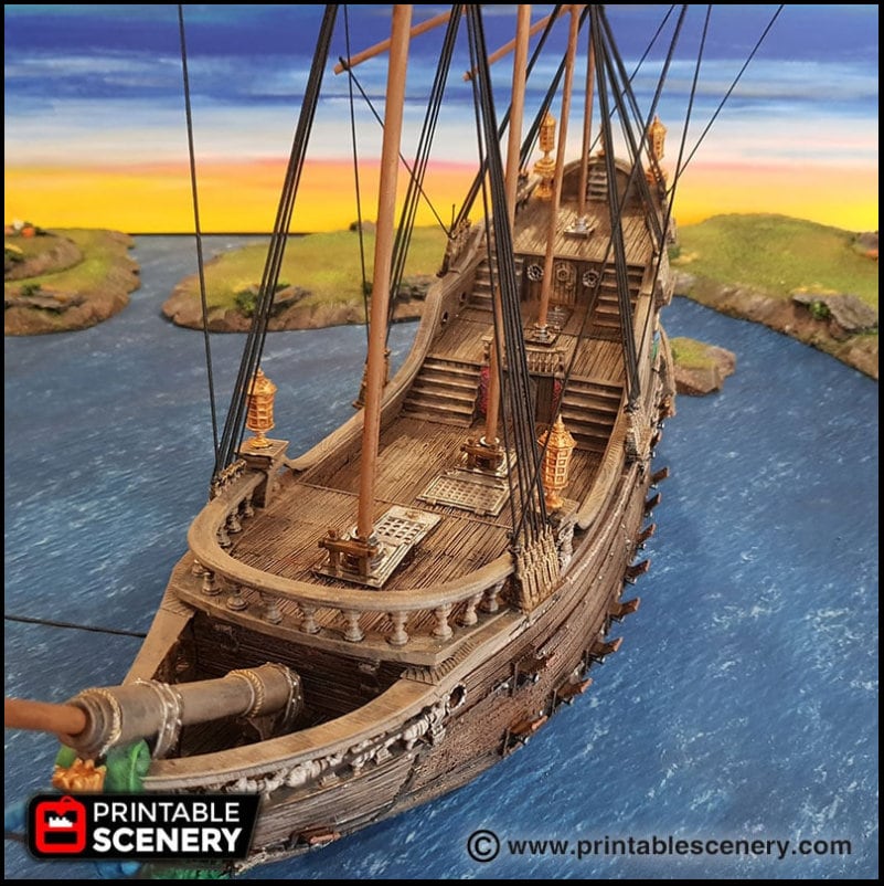 The Galleon - The Lost Ships, DnD 5E, Pathfinder 2E 15mm 28mm 32mm, wargaming terrain, scatter scenery, D&D age of sail pirate