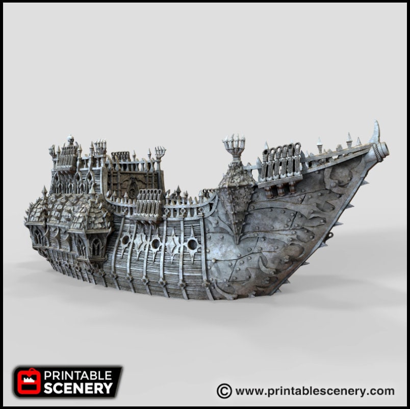 The Black Ship - The Lost Ships, DnD 5E, Pathfinder 2E 15mm 28mm 32mm, wargaming terrain, scatter scenery, D&D age of sail pirate