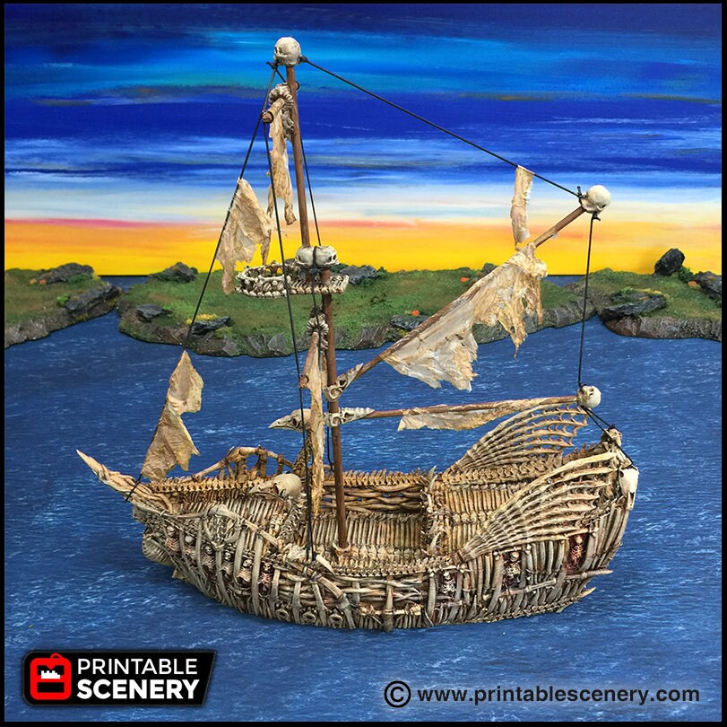 The Undead Fluyt - The Lost Ships, DnD 5E, Pathfinder 2E 15mm 28mm 32mm, wargaming terrain, scatter scenery D&D age of sail pirate