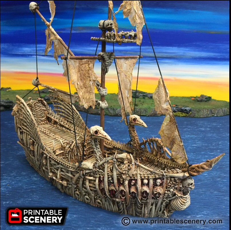 The Undead Fluyt - The Lost Ships, DnD 5E, Pathfinder 2E 15mm 28mm 32mm, wargaming terrain, scatter scenery D&D age of sail pirate