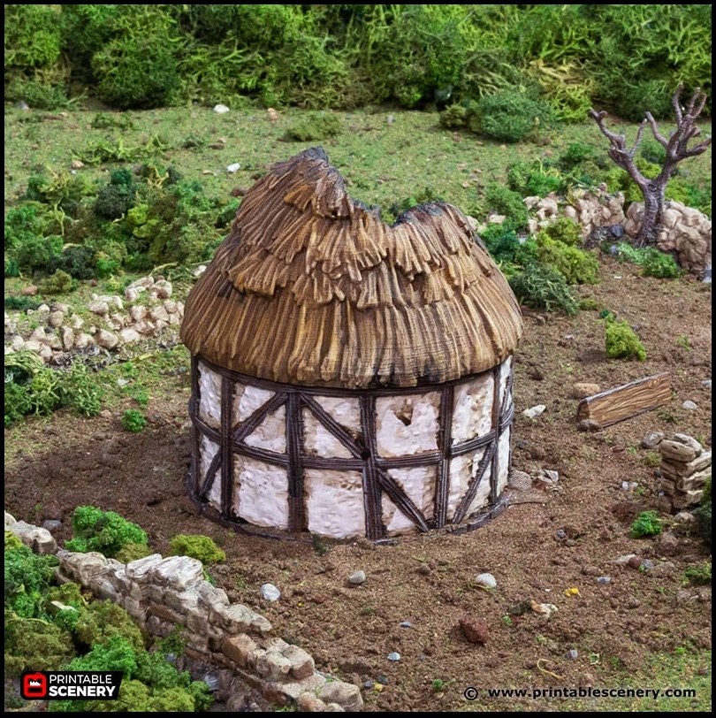 Ruined Small Round House - King and Country, DnD, Pathfinder, 15mm, 28mm, 32mm, wargaming terrain, scatter scenery D&D medieval