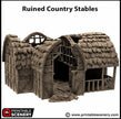 Ruined Country Stables - King and Country, DnD, Pathfinder, 15mm, 28mm, 32mm, wargaming terrain, scatter scenery D&D village