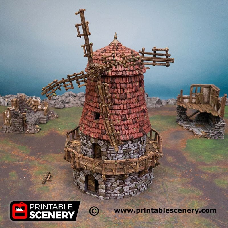Haunted Windmill - Shadowfey Ruins, DnD, Pathfinder 15mm, 28mm, 32mm, wargaming scenery, bolt action, tabletop terrain, building