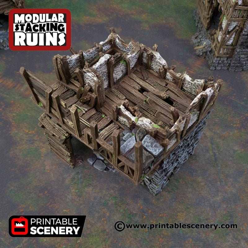 Ruined Gatehouse West Wing - Shadowfey Ruins, DnD, Pathfinder 15mm, 28mm, 32mm, wargaming scenery, tabletop terrain, building