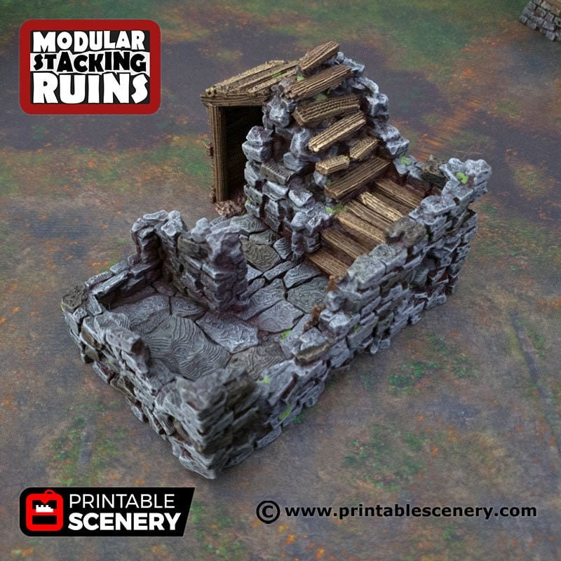 Ruined Gatehouse West Wing - Shadowfey Ruins, DnD, Pathfinder 15mm, 28mm, 32mm, wargaming scenery, tabletop terrain, building