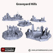 Hallowed Graveyard Hills - Shadowfey Ruins, DnD, Pathfinder 15mm, 28mm, 32mm, wargaming scenery, tabletop terrain, building