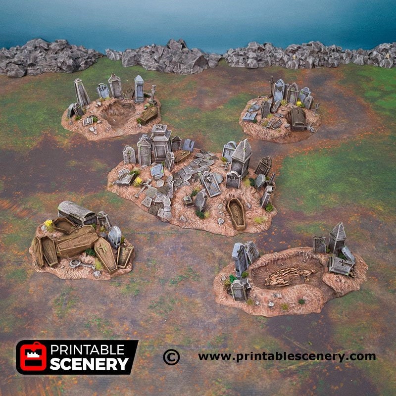Hallowed Graveyard Hills - Shadowfey Ruins, DnD, Pathfinder 15mm, 28mm, 32mm, wargaming scenery, tabletop terrain, building